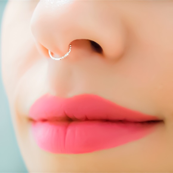 16G Gold, Silver, or Rose Gold Glitter Sparkle Shimmer Septum Ring Piercing Hoop - Picture 4 of 8
